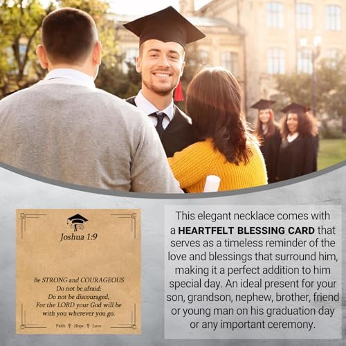 EPIRORA Graduation Gifts Necklace for Him Class of 2026, Stainless Steel Cross Necklace for Boys Men, Inspirational necklaces jewelry Gift for 5th 6th 8th Grade High School College Graduates, 22"+2" - Image 2