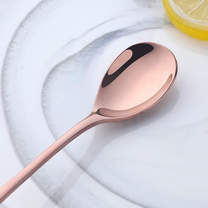 Buyer Star 8-Inch Long Handle Iced Tea Spoons, Ice Cream Spoon, Stainless Steel Cocktail Stirring Spoons, Set of 8 (Rose Gold)