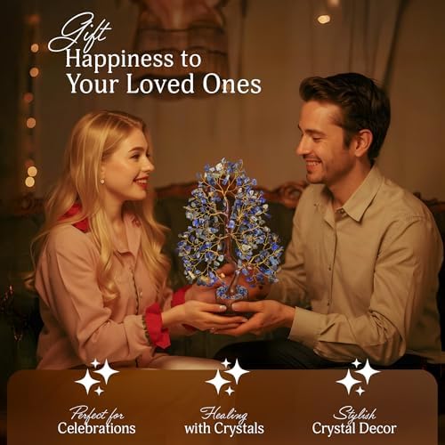 YATSKIA Lapis Lazuli Crystal Tree | Healing Crystal Gemstone Tree Decor | Home Office Decor | Housewarming Gifts New Home | Birthday Gifts for Women | 10 Inch 300 Beads - Image 5