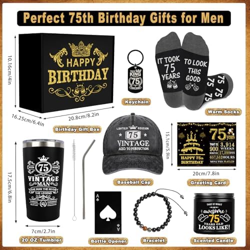 75th Birthday Gifts for Men Tumbler Set, Unique Gift for 75 Year Old Man - Image 2