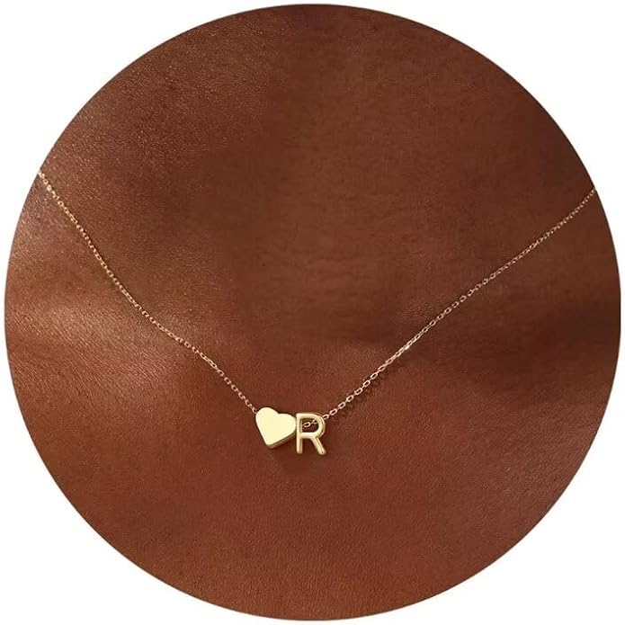 Turandoss Valentines Day Gifts for Kids Teen Girls - Dainty 18K Gold Plated Heart Initial A-Z Pendant Necklace Trendy Jewelry Heart Necklaces Birthday Valentines Day Gifts for Girlfriend Wife Women