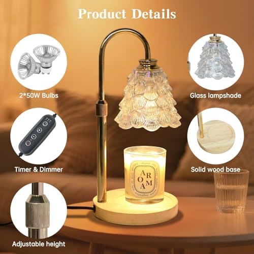 GEEZO Fragrance Candle Warmer Lamp，Electric Candle Warmer with Timer & Dimmer，Mom Christmas Birthday Gifts for Women, House Warming Gifts New Home Bedroom Decor - Image 5