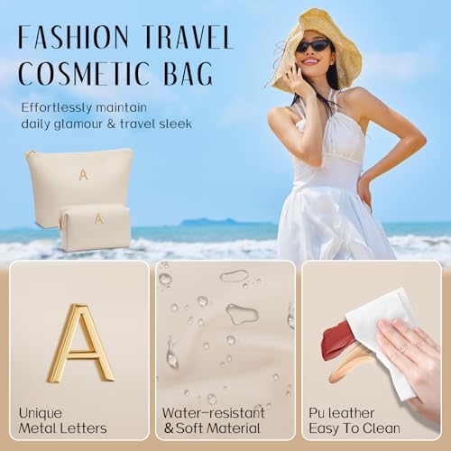 Gifts for Women Girls Personalized Initial Travel Makeup Bag - Image 3