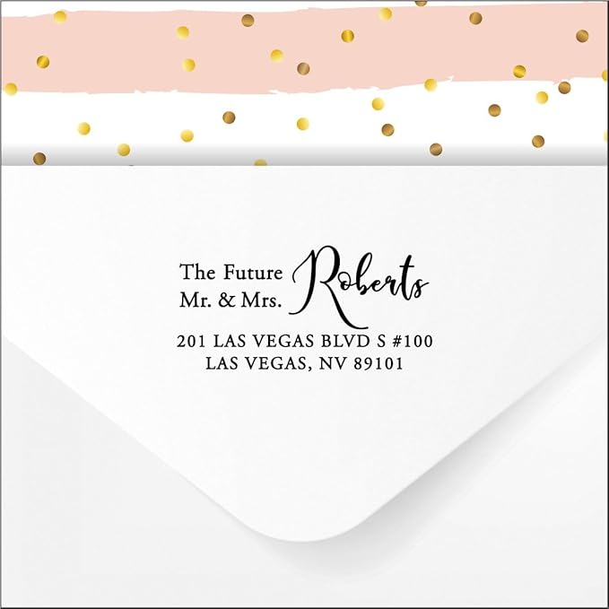 Future Mr. and Mrs. Custom Self Ink Wedding Return Address Stamp - Black Ink