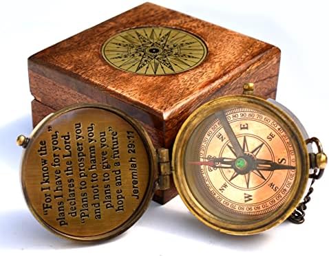 For I Know The Plans I Have For You, Jeremiah 29:11, Solid Brass Directional Engraved Compass, Baptism Gifts for Boys Girls, First Communion, Christian Gifts for Men, First Confirmation Gifts for Boys - Image 3