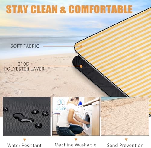 Picnic Outdoor Blankets Waterproof Extra Large - Beach Mat Sand Free Foldable with Carry Strap | Portable Camping Blanket | Park Blanket for Grass Park, Hiking, Travel, Concerts, Indoor (Yellow) - Image 5