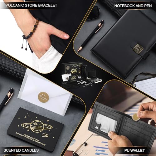 13 Pcs Birthday Gifts Baskets for Men Gifts Set for Christmas, Black - Image 6