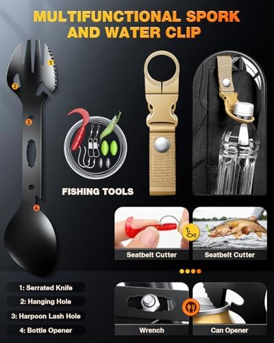 Gifts for Men-Christmas | 21-in-1 Survival Gear & Camping Accessories | Fishing & Hunting Equipment | Unique Birthday Gift for Husband, Dad | Stocking Stuffers & White Elephant Party Gifts - Image 5