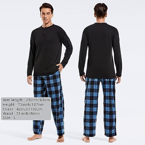 DG Hill Mens Pajama Pants - Pajamas Set Flannel PJ Pants for Men Cotton Top - Image 5