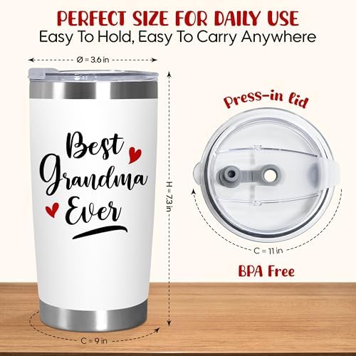 TEEZWONDER Grandma Gifts from Grandkids - 20 oz Stainless Steel Tumbler - Image 3