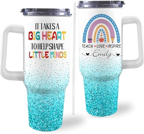 Teacher Gifts For Women Men, Personalized Stainless Steel 40oz Tumbler with Handle and Straw For Teacher Appreciation Gifts from Students, Custom Teacher Tumbler for Teachers Day, Birthday by Artsadd