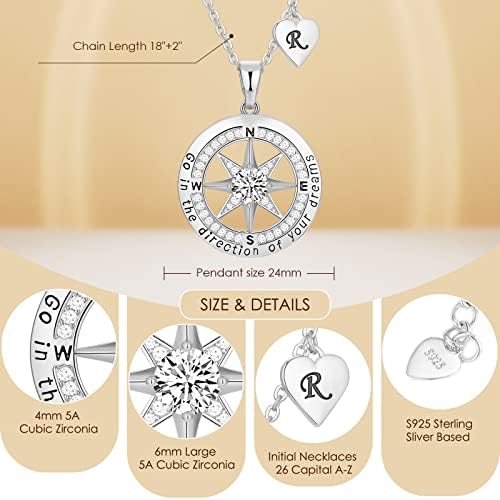 Peeshow Graduation for Her Gifts, 2026 College Graduation Women's Gift, Inspirational 925 Sterling Silver Based Compass Necklaces Gifts for Daughter Granddaughter Friend High School Masters Degree - Image 5