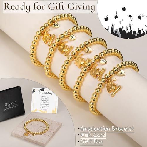 2026 Graduation Gifts, Graduation Gift for Her High School College Graduation Gifts for Teen Girls 5th 8th Grade Masters Degree Grads Initial Bracelets for Women Letter A-Z Charm Bracelet Daughter Niece Granddaughter Girlfriend Jewelry - Image 5