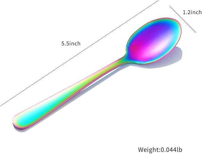Buyer Star 12 Pieces RainbowTeaspoons 5.5-Inch Mini Coffee Spoons Stainless Steel Sugar Demitasse Espresso Spoons