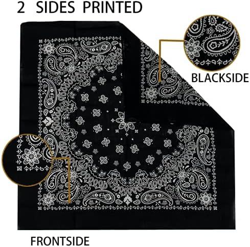 6 Pack 12 Pack Bandanas 2 Sides Printed 22inch Unisex Cowboy Kerchiefs
