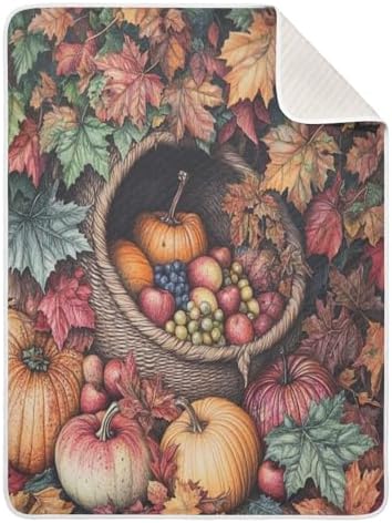 Basket Leaves Brown Baby Blanket for Girls Boys Soft Infants Toddlers Receiving Blankets for Crib Stroller Travel Bed Decorative by Emelivor