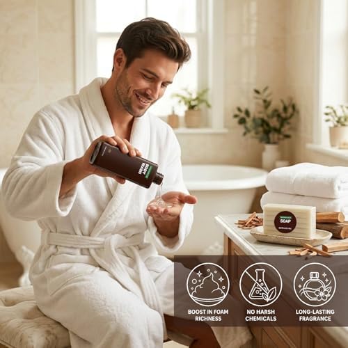 Rinse & Robust Gifts for Men 10Pcs Gift baskets for Men, Sandalwood Bath and Body Works Men Gifts for Birthday for Dad Boyfriend Husband - Image 4
