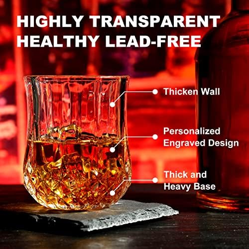 Whiskey Stones Glass Gifts Set - Bourbon Scotch Whiskey Glasses Set of 2 - Image 3
