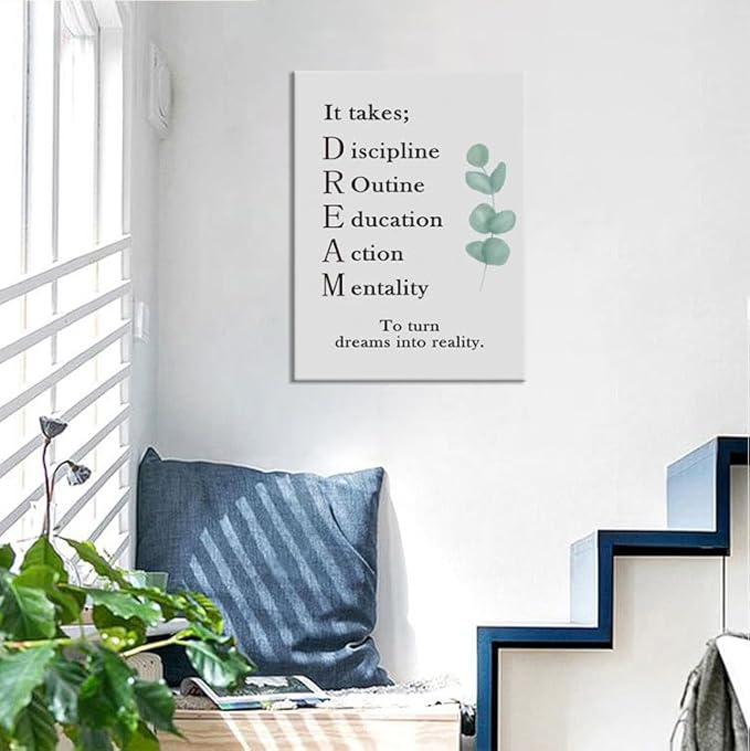 Dream Ideal Inspirational Canvas Wall Art To Turn Dreams Into Reality Motivational Poster Inspiring Painting Prints Wall Pictures for Living Room Home Office Gym Decor Framed Artwork [18''W x 24''H]
