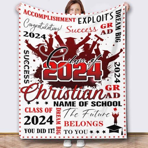 Customized Flannel Picture Blanket Graduation Gift for Her, Graduate Class of 2024 Personalized Blankets for Adults， Funny Graduation Gift Blanket Custom 32x48inch - Image 2