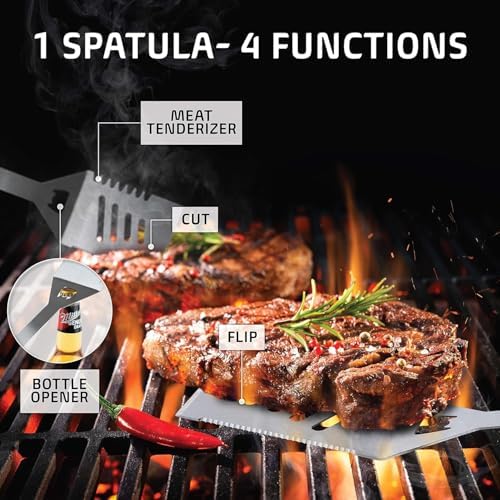 Kaluns Grilling Accessories, Dad Gifts for Fathers Day, Mothers Day Grilling Gifts, Heavy Duty Stainless Steel BBQ Tool Set for Outdoor Grill with Aluminum Case and Apron, Birthday Gifts for Men - Image 4