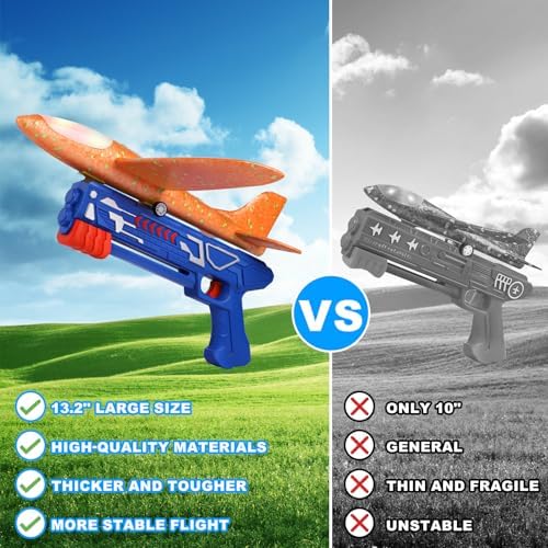 Fuwidvia 3 Pack Airplane Launcher Toys, 13.2'' LED Foam Glider - Image 4