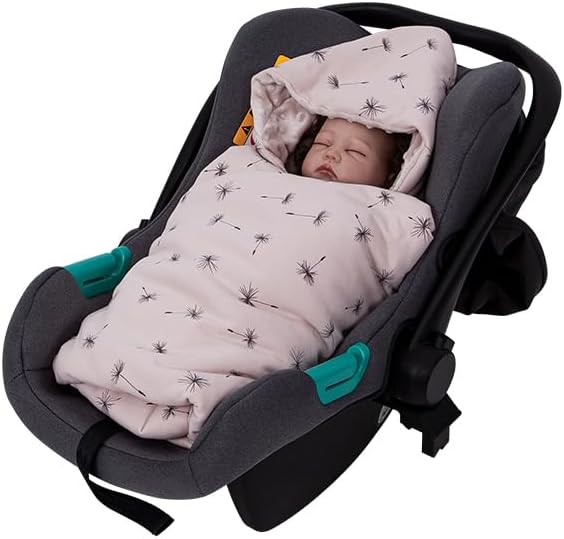 HOUSBAY Baby Blanket Newborn Blanket with Hooded Windproof Go Outside Warm Portable Swaddle Wrap in Basket Baby Safety Seats (Light Pink) - Image 6
