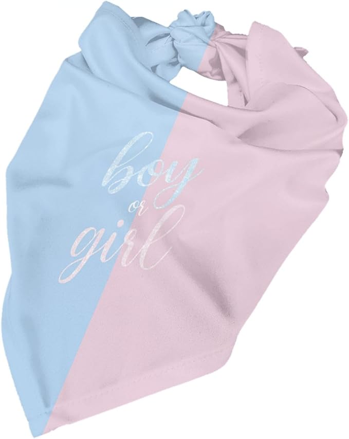 He Or She What Will It Be? Gender Reveal/Baby Announcement Dog Bandana,Pet Neckerchief for Pets Daily Wear Photo Prop Party Supplies (Sequins)