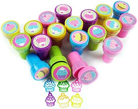 Tiny Mills 24 Pcs Cupcakes Stampers for Kids Party Favor Bag Stuffers Baking Party Cupcake Party Pinata Fillers Classroom Rewards