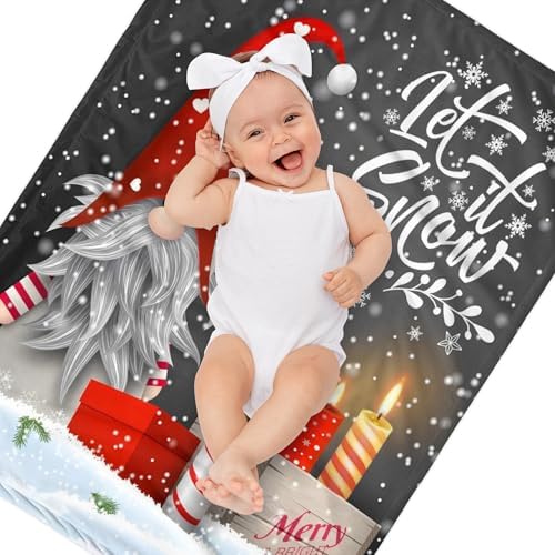 Christmas Baby Blanket 30x40 Inches, Merry Christmas Gnome Xmas Gifts Winter Snowflakes Design Soft Flannel Throw Blanket for Crib, Stroller, Couch, Bed - Cozy Warm Nursery & Home Decor for Kids Adult - Image 2
