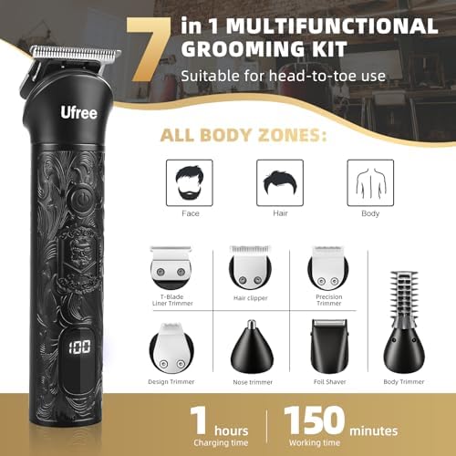 Ufree 7-in-1 Beard Trimmer for Men, Electric Razor Shaver, Men Grooming Kit - Image 2