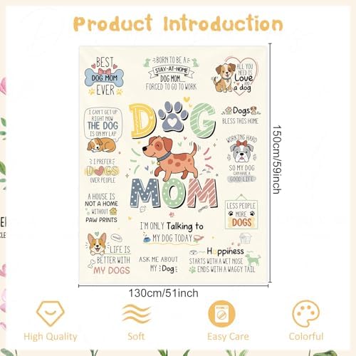 Wxiben Dog Mom Gifts for Women - Mothers Day Dog Mom Gift Blanket for Dogs Lovers Birthday for Dogs Owners Soft Flannel Throw Blanket for Mother Bed Couch Sofa Home Decor 60x50 Inches - Image 2