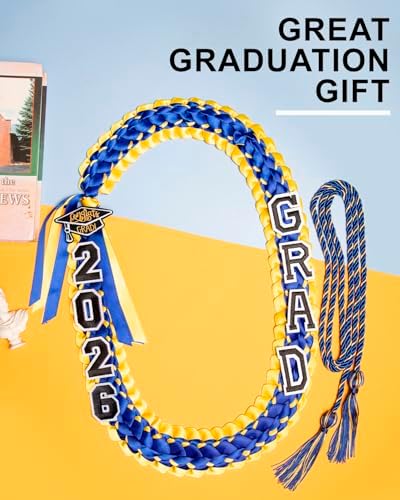 ALKB 2026 Graduation Lei Set - Two-Tone Braided Ribbon with Honor Cord, Unisex Graduation Gift for Graduates, Polyester - Image 5