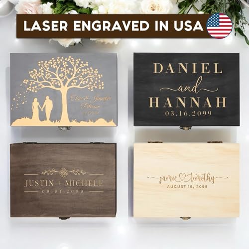 Personalized Wedding Keepsake Box, Custom Engraved Memory Box for Newlyweds - Image 6