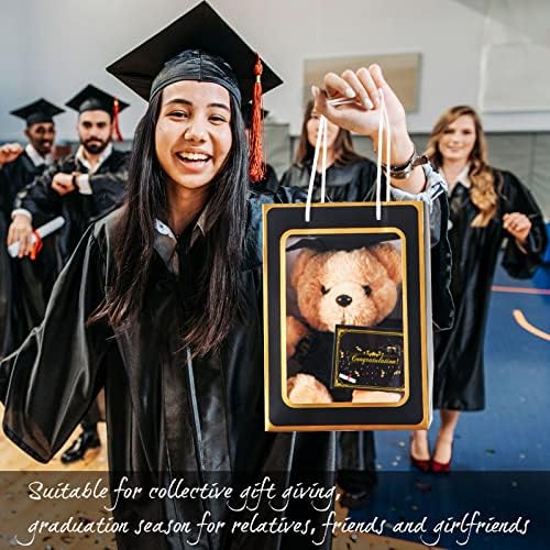 Bear with Graduation Cap Toys Class of 2026 Plush Stuffed Teddy Bear Animal Dog Cap and Gown with Greeting Card and Bag for Graduation Day Gift(Black) - Image 7