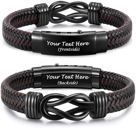 MEALGUET Men's Bracelets Gifts for Men - Brown Braided Leather Infinity Knot Bracelets Engraved Love Massage for Son Man Husband Boyfriend, Mens Bracelet Jewelry Gift for Birthday Valentine's by MEALGUET