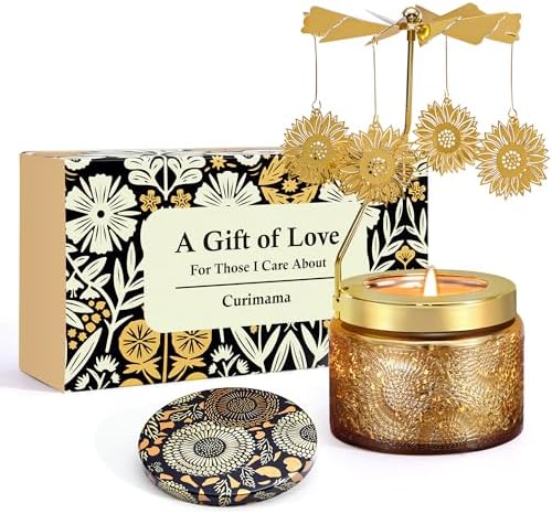 Curimama Rose Sunflower Rotating Scented Candle Gift for Women Mom by Curimama