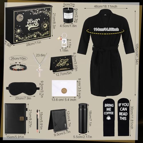 13 Pcs Birthday Gifts Baskets for Men Gifts Set for Christmas, Black - Image 2
