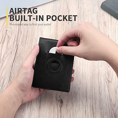 RUNBOX AirTag-Wallet-Mens-Slim-RFID Blocking Wallets Leather with Bill Compartment Air Tag Bifold Card Holder Wallet Gifts for Men Dad - Image 2