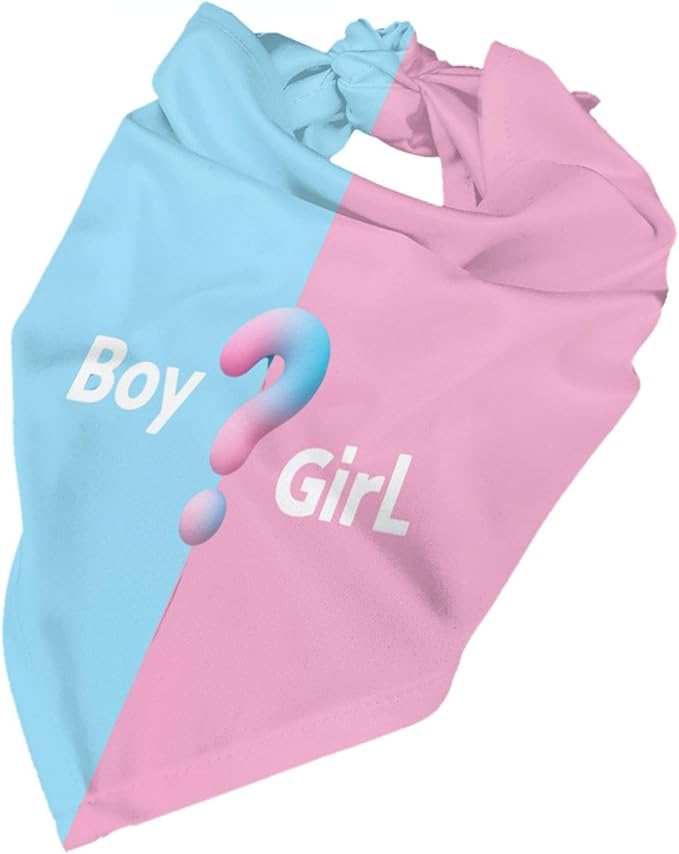 He Or She What Will It Be? Gender Reveal/Baby Announcement Dog Bandana,Pet Neckerchief for Pets Daily Wear Photo Prop Party Supplies (Three-Dimensional?)