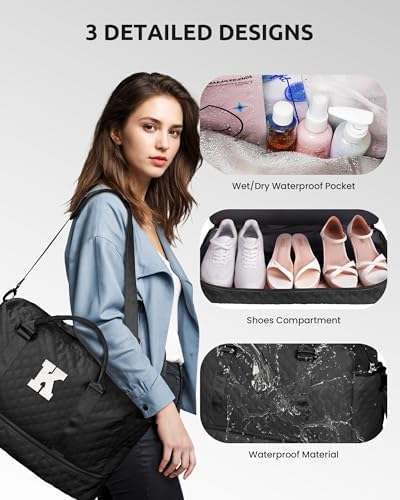 Birthday Gifts-for Women-Initial Duffle Bag with Shoe Compartment - Image 6