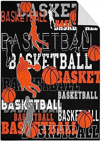 Mercuryelf Basketball Throw Blanket - Soft, Fuzzy & Warm - 30x40 Inches Small Blankets for Lap, Crib - Black Sports Throws Gift for Basketball Lovers by Mercuryelf