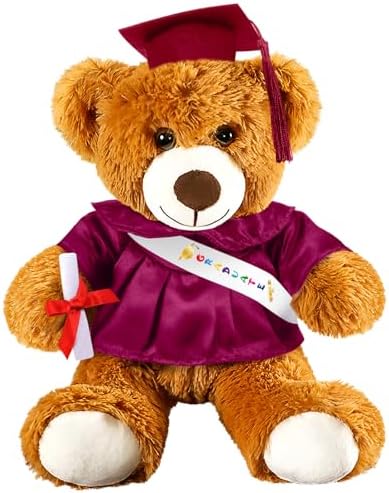 Foilswirl Graduation Bear 2026 with Gown Cap Tassel 9” Maroon Graduation Stuffed Animal Plush Bear Toy for Class of 2026 Prek Preschool Kindergarten High School College Graduate Gift by Foilswirl