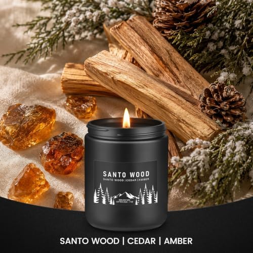 Auelife Santo Wood Scented Candle for Men, 7oz Soy Wax 50-Hour Burn - Image 2