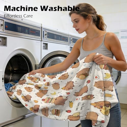 Capybara Gifts Blanket - 50 x 60 Inch Cozy Blankets Capybara Throw Blanket for Kids Boys Girls, Soft Flannel Blankets for Bed Couch, Kapibara Sofa Stuff Decor for Women Teens, Gift for Kapibara Lover - Image 4