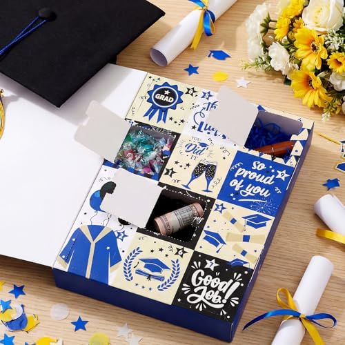 Glenmal Graduation Countdown Calendar Gift Box 12 Days 2026 Graduation Gift Box with Filling Raffia Large Inner Boxes Fill It Yourself Empty Boxes for Graduates Her Him High School College(Blue) - Image 5