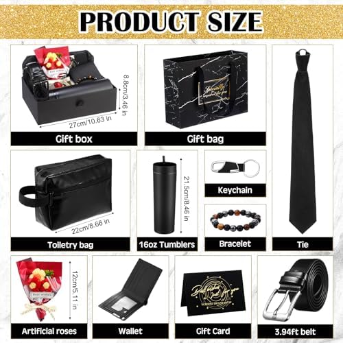 Tioncy 10 Pcs Mens Gift Set, 16oz Tumbler Wallet Belt Tie,Chinese Red - Image 2
