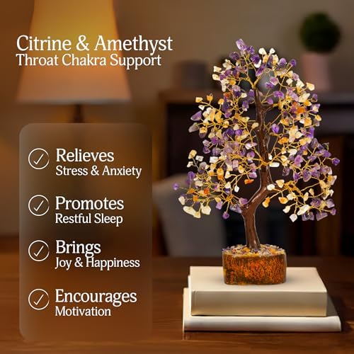 YATSKIA Amethyst Citrine Money Tree, Gem Tree, Crystal Gifts | Crystal Tree of Life Decor | Boho Home Decor | Birthday Gifts for Women | 10 Inch 300 Beads - Image 3