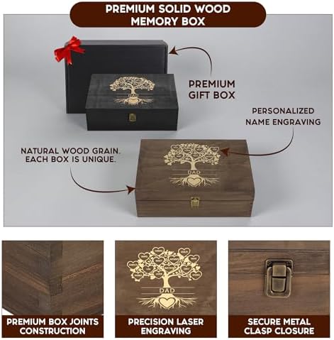 Gifts for Grandpa or Dad, Personalized Family Tree Memory Box, Father's Day - Image 5