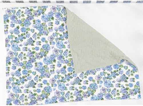 Blue Hydrangea Floral Baby Blankets for Girl Boy Spring Summer Wildflowers Soft Mink Dotted Backing Double Layer Swaddle Blanket Floral Blooms Spring Bed Throw for Newborn Infant Toddler Nursery 30x40 - Image 3